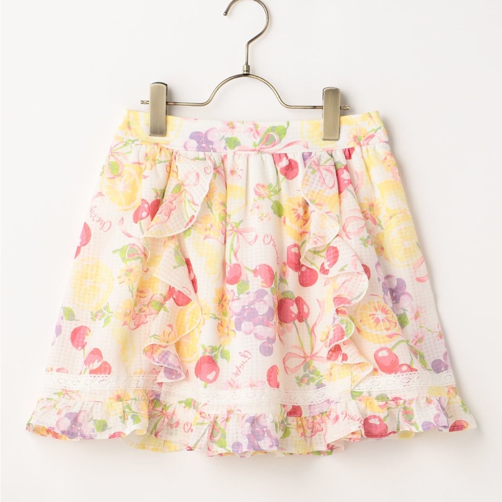 LIZ LISA Pastel Fruit Ruffle Skirt in Yellow, Pink & Lavender